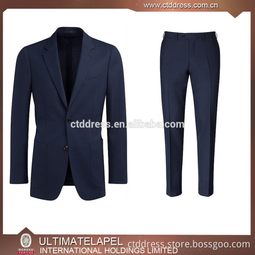 hand made top grade wool navy blue custom men's suits